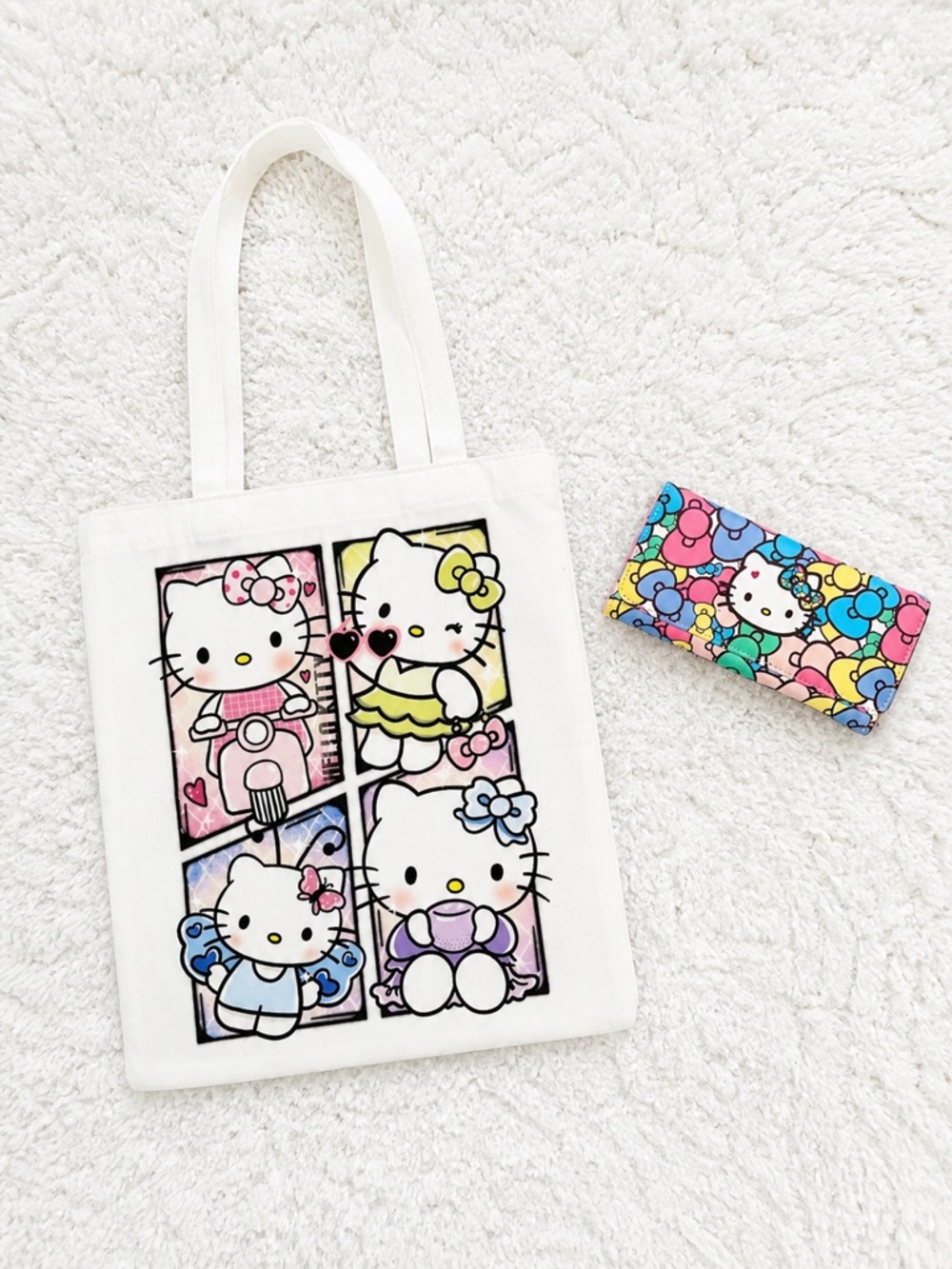 Hello Kitty Sanrio Tote Bag & Wallet Kawaii Pastel Cute NWT